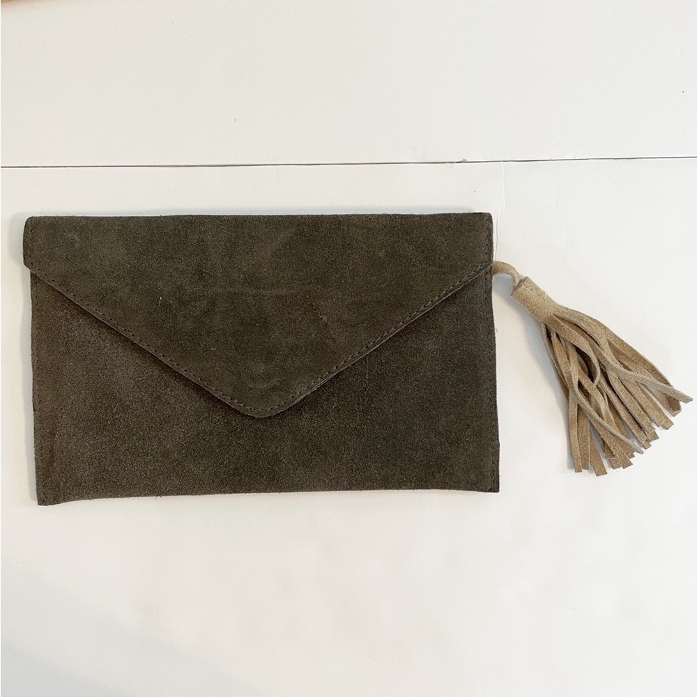 Elegant Suede Clutch with Tassel